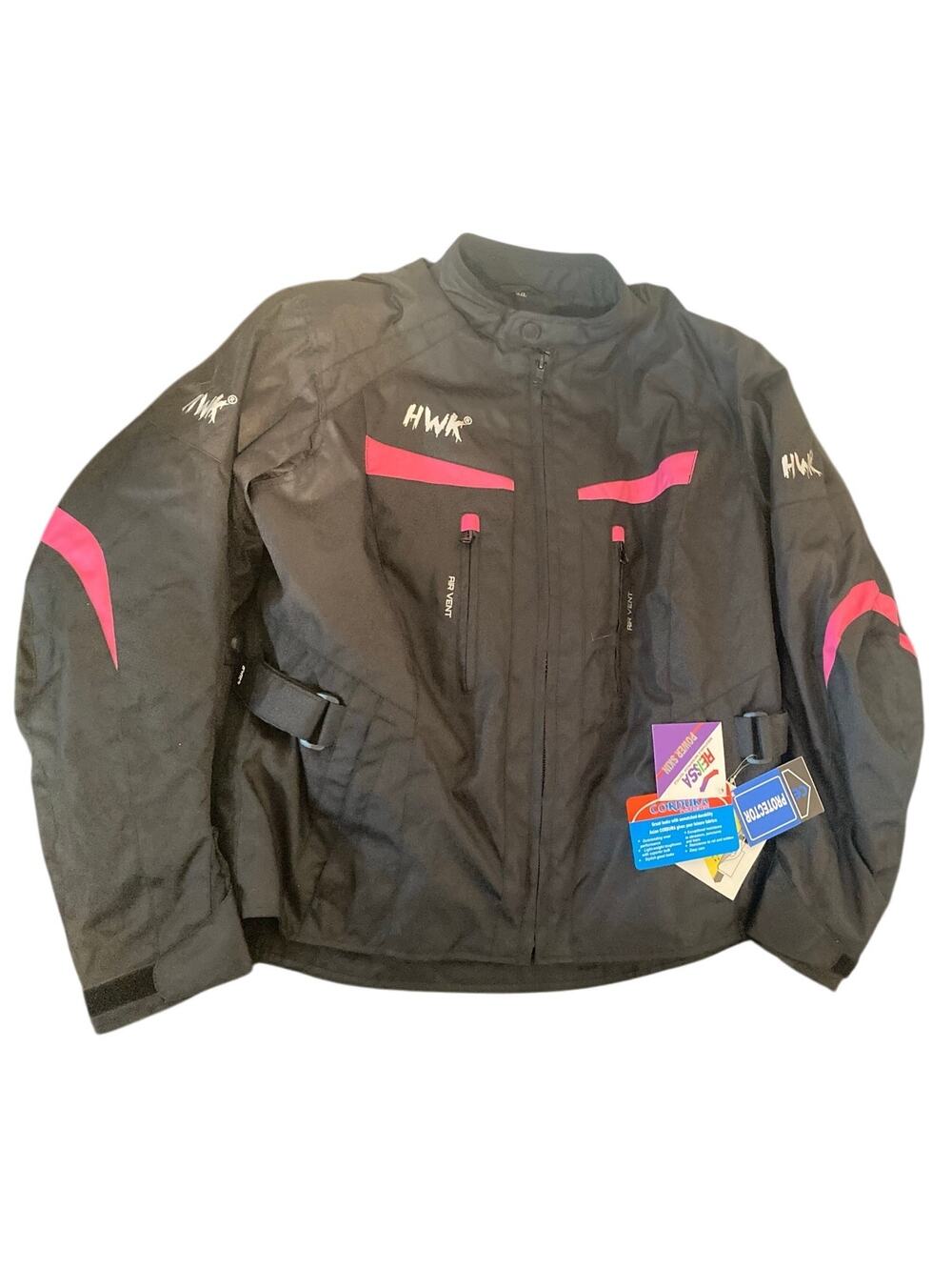 Women's HWK Motor Sports Motorcycle Jacket Coat  XXL Armor Elbow Back Pads NEW